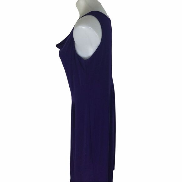 Clara Sun Woo Cowl Neck Draped Stretch Sleeveless Purple Midi Dress Women Medium - Picture 2 of 6